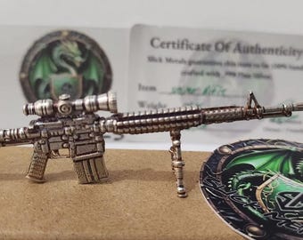 Miniature Sniper Rifle Tripod Weapon Design • Hand Poured Fine Silver (99.9% Pure) • Slick Metals Signed COA Authenticity • 18.4 Grams