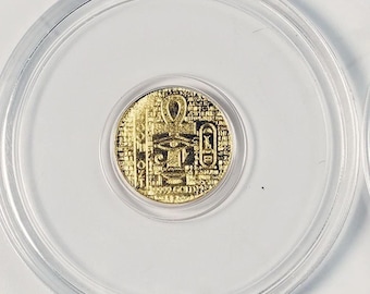 Fractional PURE GOLD COIN • Ancient Egyptian Symbolism, Anch Scarab Design • 1/200th oz Fine Gold (.9999) in Capsule • Limited Mintage