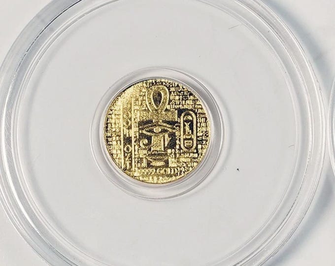 Featured listing image: Fractional PURE GOLD COIN • Ancient Egyptian Symbolism, Anch Scarab Design • 1/200th oz Fine Gold (.9999) in Capsule • Limited Mintage