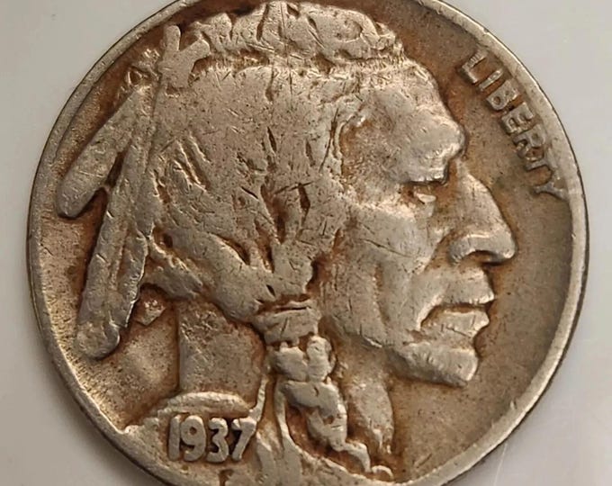 1937 D Genuine 3 Legged Buffalo Nickel • KEY DATE Indian Head • Denver Mint • Nice Ungraded Raw 3 Leg Error Coin