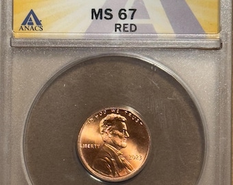 2023 P Lincoln Shield Penny, MINT ERROR • Extra V on Shoulder After V.D.B. • Graded ANACS MS67 Red
