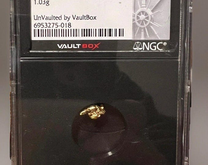 Alaska Gold Nugget • 1.03 Grams Genuine Gold • Unvaulted by Vaultbox Slab Core Label • Certified Authentic by NGC