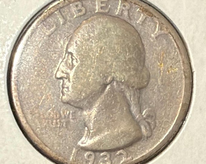 1932 S Washington Quarter • KEY DATE • 90% Fine Silver Type Coin • San Francisco Mint • Ungraded VG/F Condition