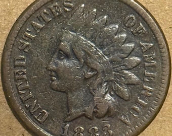 1883 Indian Head Penny, One Cent • Ungraded F/VF (Fine/ Very Fine)