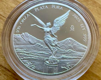 2025 Mexico Libertad 1/10 Onza Silver Proof in Capsule • KEY DATE, Record Low Mintage • 1/10 oz Pure Silver (.999 Fine)