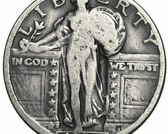 1927 S Standing Liberty Quarter 25c • KEY DATE • Ungraded G/VG (Good/Very Good)