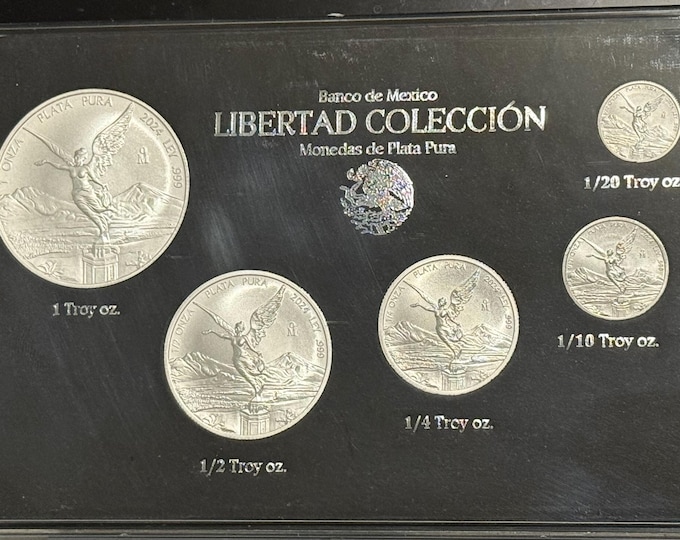 2024 Mexico Libertad Collection, BU Brilliant Uncirculated • 4 Fine Silver Rounds, 1 oz + Fractionals in Capsule (1/2, 1/10, 1/20 oz)