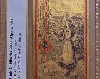 2023 Utah 10 GOLDBACKS • 1/100 oz Fine Gold • 99.9% Pure Fractional Gold Currency 24K • Graded Supreme Gem Uncirculated PCGS Banknote 70 PPQ