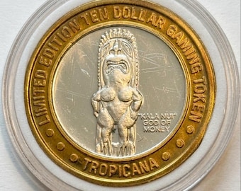 1995 Tropicana Casino Vintage Silver 10 Dollar Gaming Token (.999 Fine Silver) • Kala Nui “God of Money” Limited Edition in Capsule