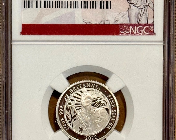 Featured listing image: FEATURED SALE! 2022 Great Britain Silver Proof Britannia • 1/4 oz Pure Silver (.999 Fine) • First 50 Struck, Graded NGC PF70 Ultra Cameo