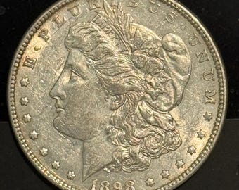 1898 P Morgan Silver Dollar • Philadelphia Mint • 90% Fine Silver • Genuine Ungraded Raw Coin • Better Grade