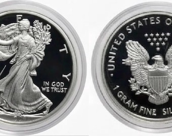SET OF 2 Walking Liberty Silver Rounds, 15mm • 1 Gram Pure Silver Round (.999 Fine) in Premium Capsule