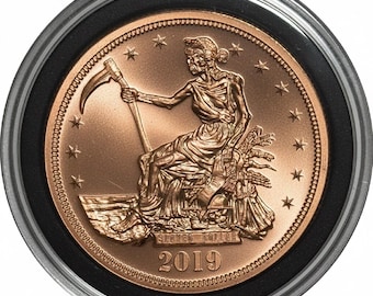 2019 Zombucks Slayed Dollar, Zombie Trade Dollar • 1 oz Pure Copper Round in Capsule (.999 Fine)