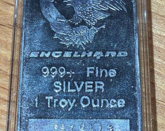 TIER 1 RARITY <250 Made • 1986 Engelhard Vintage Silver Art Bar • Eagle Logo Proof-like Variation • 1 oz Pure Silver in Capsule (.999 Fine)