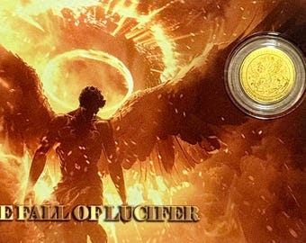 The Fall of Lucifer PURE GOLD COIN in Assay Card • 1/1000oz Fine Gold (.9999, 24k) • 2026 Liberia Legal Tender • Limited Mintage #7929