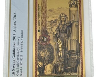 2024 Nevada 10 GOLDBACKS • 1/100 oz Fine Gold, 99.9% Pure • Fractional Gold Currency • Graded Supreme Gem Uncirculated, PCGS Banknote 70 PPQ