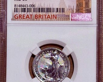 2024 Great Britain Silver Britannia • 1/4 oz Pure Silver (.999 Fine) • Graded NGC MS69