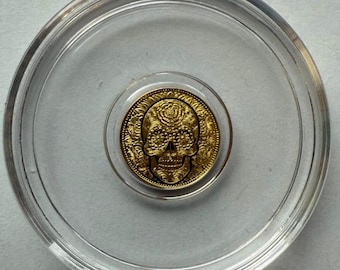 Fractional PURE GOLD COIN • Day of the Dead Sugar Skull Dia De Los Nuertos in Capsule • 1/200th oz Fine Gold (.9999) • Limited Mintage