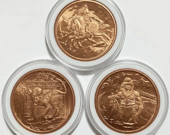 SET OF 3 Nordic Creatures Series Copper Rounds • Garm, Frost Giant, & Sleipnir • 1 oz Pure Copper in Air-Tite Capsules (.999 Fine)