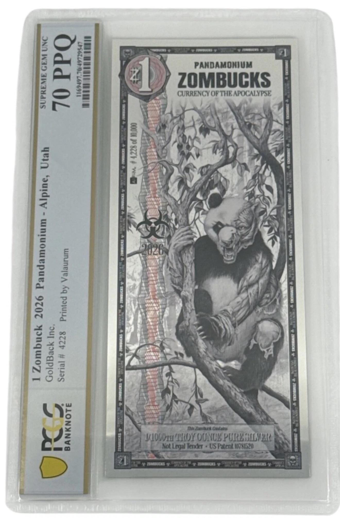 2026 Zombucks Pandamonium • Zombie China Panda Bear • 1/1000 Oz