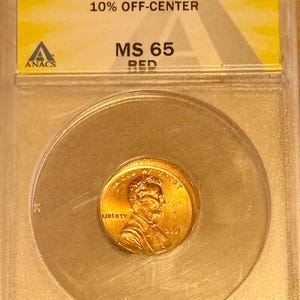 2001 Lincoln Memorial Penny MINT ERROR, Struck 10% Off Center • Graded ANACS MS65 Rd (Red)