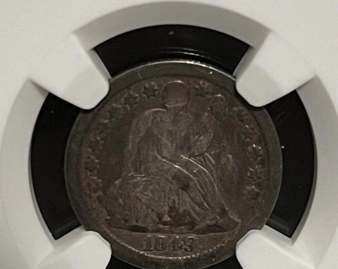1849 O Seated Liberty Dime, United States New Orleans Mint, 90% Pure Silver Coin (.90 Fine), Graded NGC F FINE Details
