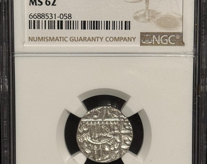 AH1061 (1651 AD) India Mughal Empire 1/2 Rupee • Middle Ages World Silver Coin • Emporer Ruler Shah Jahan • Graded Mint State NGC MS62