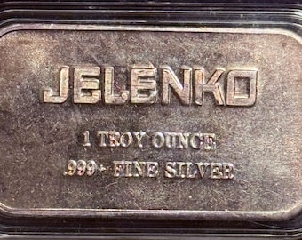 TIER 2 RARITY <1500 Made • Vintage Jelenko Dental Silver Bar • 1 oz Pure Silver in Capsule (.999 Fine) • ENGELHARD Minted Ingot