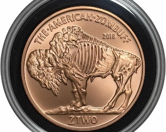 2018 Zombucks Zombuff, Zombie Buffalo Nickel • 1 oz Pure Copper Round in Capsule (.999 Fine)