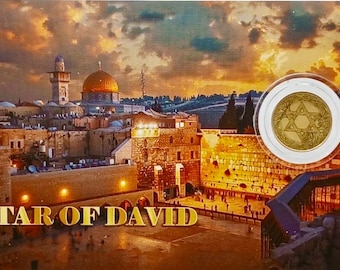 Jewish Star of David PURE GOLD COIN in Assay Card • 1/1000oz Fine Gold (.9999, 24k) • 2026 Liberia Legal Tender