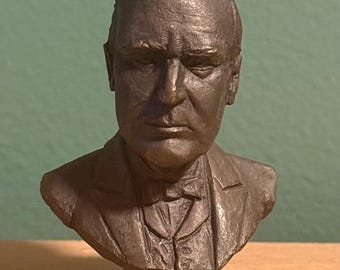 1977 Franklin Mint Presidential Bust Vintage Solid Bronze Statue, William McKinley (1897-1901)