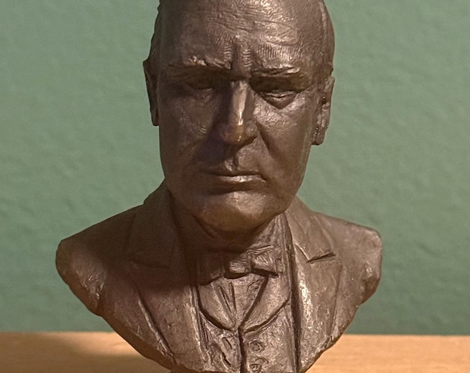 1977 Franklin Mint Presidential Bust Vintage Solid Bronze Statue, William McKinley (1897-1901)