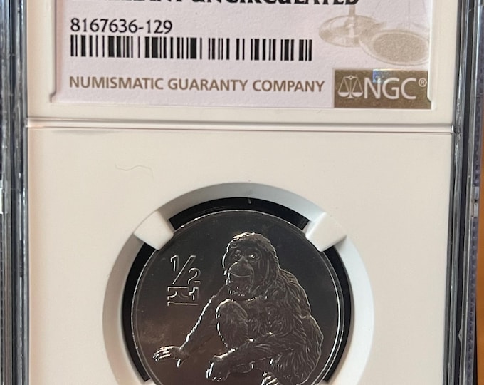 2002 Korea Orangutan 1/2 Cent • Rare East Asia World Coin • Graded NGC Brilliant Uncirculated BU