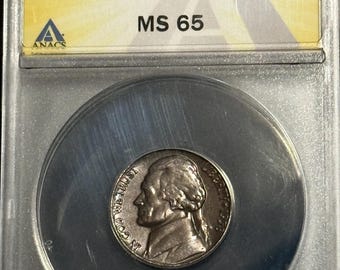 1958 Jefferson Nickel Black Beauty MINT ERROR • Improper Alloy Mix • Philadelphia Mint • Graded ANACS MS65