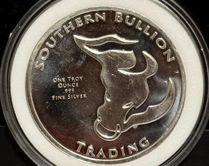 SBT 1 oz Fine Silver Round • 1/4oz Divisible Reverse Bull Obverse Design • 99.9% Pure Silver Southern Trading Mint in Protective Capsule