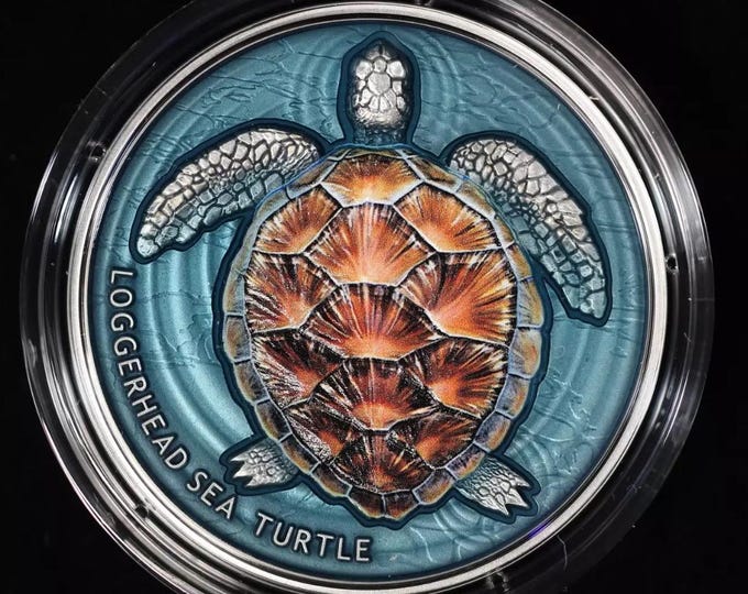Loggerhead Sea Turtle Lifelong Journey • 2 oz Fine Silver (99.9% Pure) • 2023 Niue 2 Dollar Coin • Mint XXI • Limited Mintage of 500