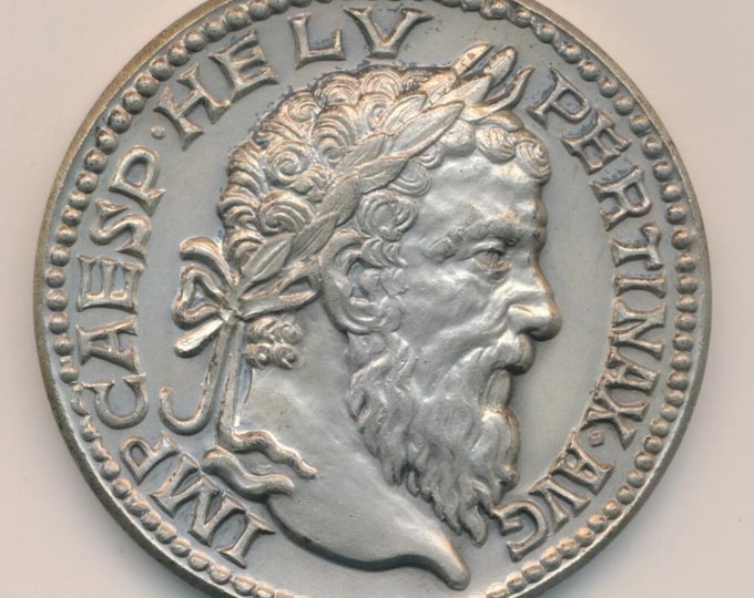 Ancient Roman Emporer Pertinax Silver Medal, 1981 Restrike • 60g Sterling Silver (.925 Fine Silver) in Display Box with COA • Limited 83/200