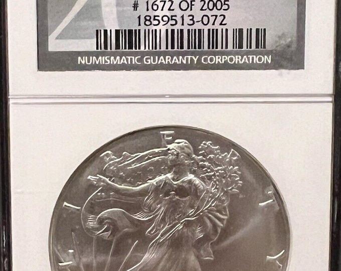 1996 P American Silver Eagle • KEY DATE • Philadelphia Mint • 20th Anniversary Collection Slab Label • Low Population #1672/2005 • NGC MS69