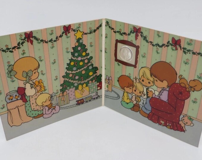 Precious Moments Silver Christmas Card, Happy Holidays New Year • 1/10 oz Fine Silver Round Coin (99.9% Pure) • Includes Original Envelope