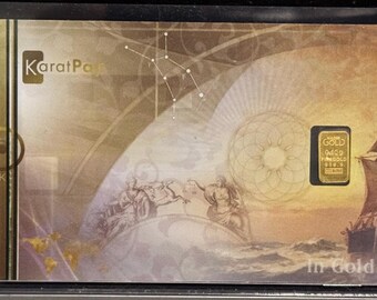 KaratPay Cash Gold Bullion Note in Protective Sleeve • 1/10 Gram Fine Gold Bar (99.99% Pure) • Nadir Metal Refineri • Fractional Gold