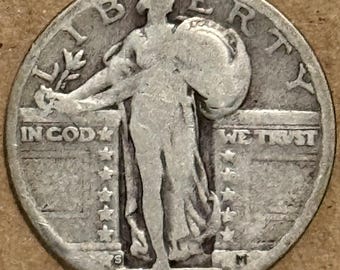 1927 S Standing Liberty Quarter 25c • KEY DATE • Ungraded G (Good)