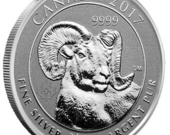 2017 Canada 2 Dollars • REVERSE PROOF • Queen Elizabeth, Bighorn Sheep Coin Design • 3/4 oz Pure Silver Round (.9999 Fine) • Uncirculated