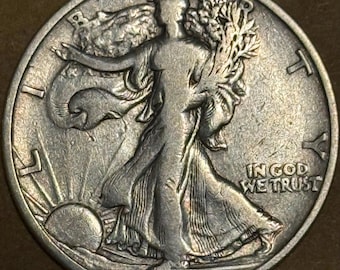 1927 S Walking Liberty Half Dollar • Semi-Key Date • Ungraded VF+ (Very Fine+)
