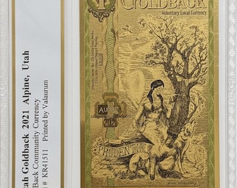 2021 Utah 1 GOLDBACK • 1/1000 oz Pure Gold (.999 Fine, 24K) • Graded PCGS 70 PPQ