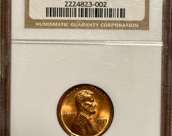 1971 P Lincoln Memorial Penny • Mint Error, Broadstruck • Graded NGC MS65 RD (Red)