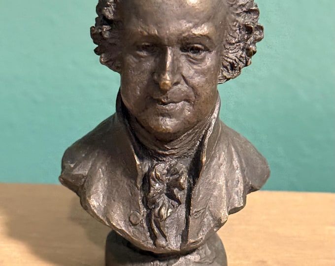 1977 Franklin Mint Presidential Bust Vintage Solid Bronze Statue, John Adams (1797-1801)