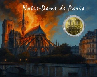 Notre Dame de Paris Cathedral Fire PURE GOLD COIN in Assay Card • 1/1000oz Fine Gold (.9999, 24k) • 2026 Liberia Legal Tender