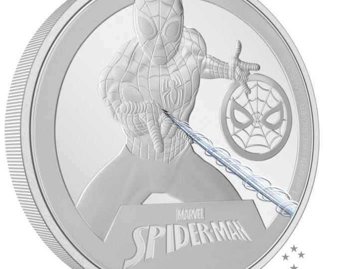 Marvel Classic Superheroes, Spider-Man Silver Proof • 1 oz Pure Silver (.999 Fine) with OGP Display Box • 2023 Niue 2 Dollar Coin #00126