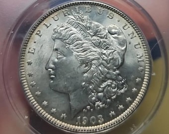 1903 P Morgan Silver Dollar • Philadelphia Mint • 90% Silver Coin • Graded Mint State ANACS MS62