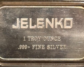 ENGELHARD TIER 2 RARITY <1500 Made • Jelenko Dental Vintage Silver Art Bar • 1 oz Pure Silver Ingot in Capsule (.999 Fine)